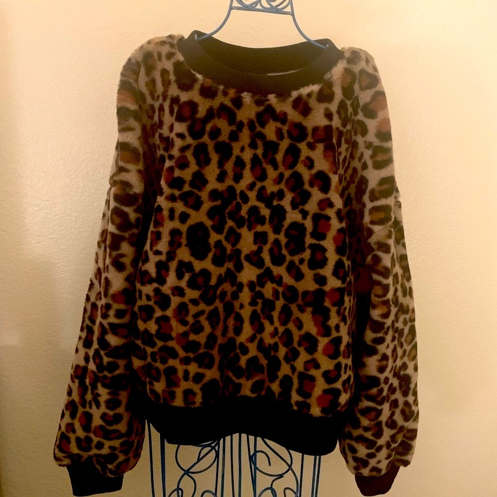 Cheetah Print Faux Fur Sweater. Wild Fable